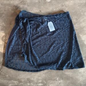 NWT Time And Tru Womens L/XL Black Crochet Swim Coverup Skirt